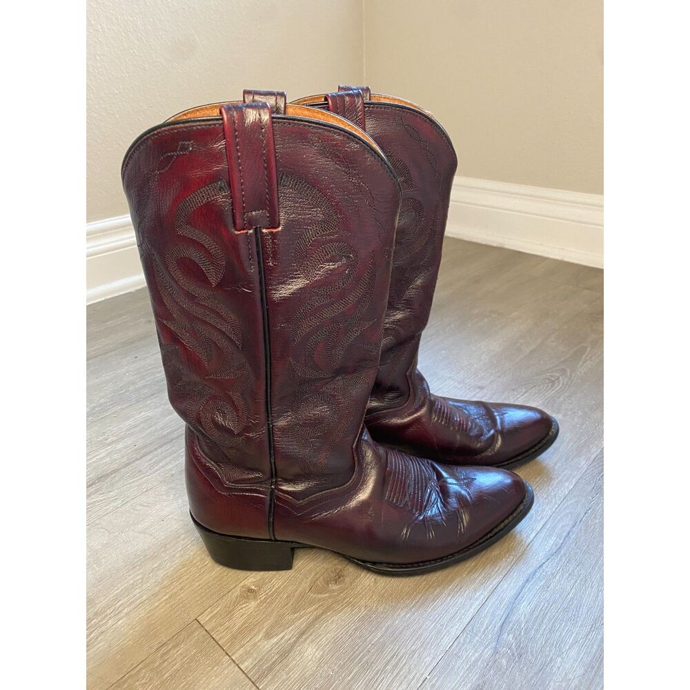 Dan Post Milwaukee DP 2112 R Men's 8.5 D Black Cherry Leather Cowboy Boots